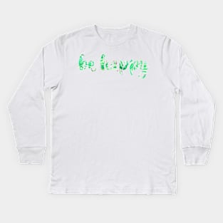 Be Happy Bright Green Leaves Kids Long Sleeve T-Shirt